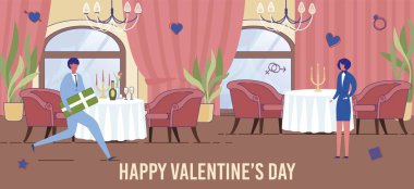 Valentines Day - Man Hurrying on Date with Girl.