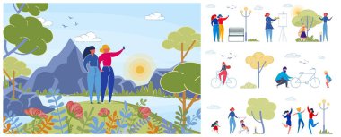 Doğa Vektörü İllüstrasyonlarının Zevkini Çıkaranlar Seti