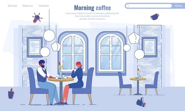 Página de aterrizaje con diseño de café diario por la mañana — Archivo Imágenes Vectoriales