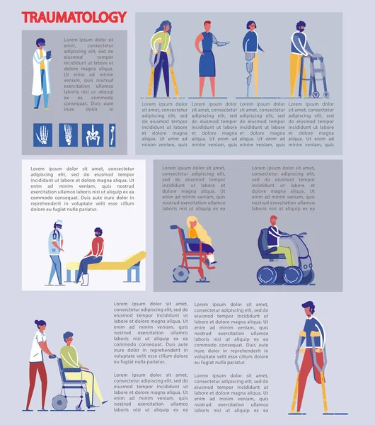 Section de médecine traumatologique Traitement, bannière . — Image vectorielle