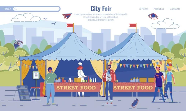 Street Food City Fair Festival Uitnodiging Pagina — Stockvector