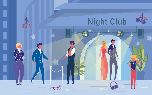 Dance Party Night Club und Leute am Eingang — Stockvektor