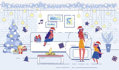Anne ve Kızların Ailesi Noel 'i kutluyor