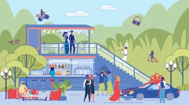 Mutlu İnsanlar Açık Hava Restoranında Zaman Geçiriyor