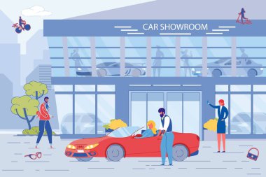 Erkek ve Kadın, Showroom 'da Yeni Araba Denemesi