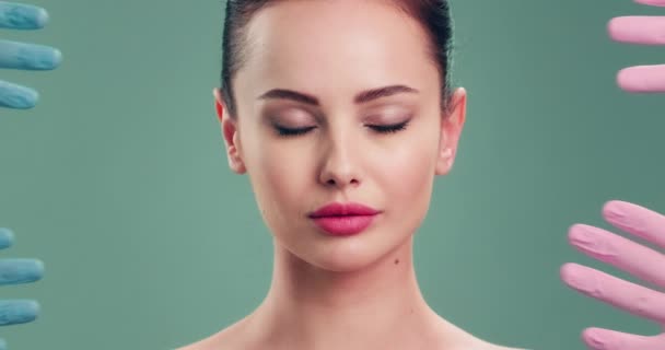 Slow Motion Clip Doctor Checks Skin Plastic Surgery Face Skin — Stock Video