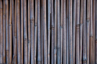 Ahşap arka plan bambu duvarına yığın tüpler