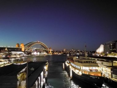 Sidney, Avustralya-5 Mayıs 2018: Sydney Harbour Köprüsü ve Circu