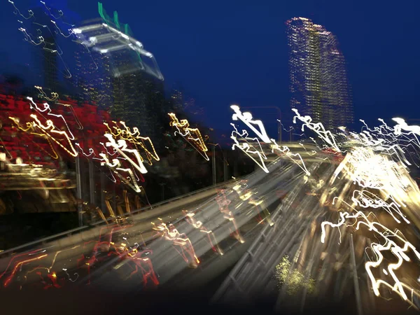 Abstract blurred light art scene of super highway in Brisbane Qu