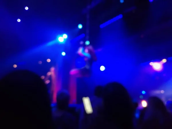 Defocused Abstrak Kabur Adegan Musik Pertunjukan Cahaya Sebuah Konser Atas — Stok Foto