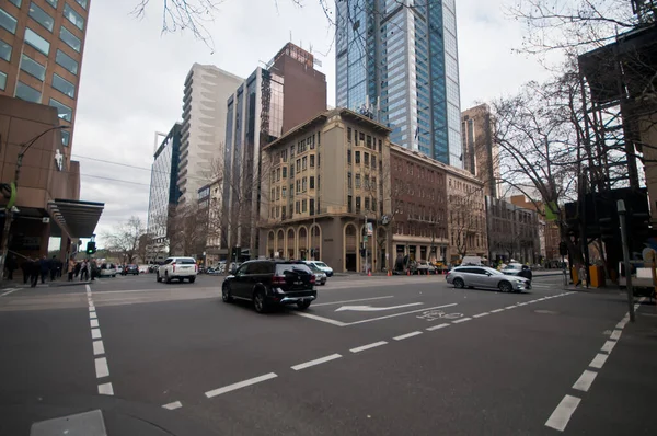 Melbourne Australia July 2018 Busy Streets Intersection Hook Turn Sign — Stock Photo, Image