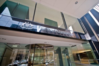 MELBOURNE, AUSTRALYA - 26 Temmuz 2018: Melbourne Avustralya 'da Adil Çalışma Komisyonu binası