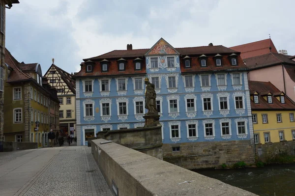 Bamberg Allemagne Avril 2017 Maison Bleue Avec Fenêtres Ajourées Manoir — Photo