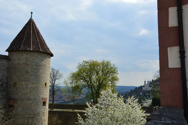 Wurzburg Almanya Nisan 2017 Marienberg Kalesi Tepedeki Eski Bina Mary — Stok fotoğraf