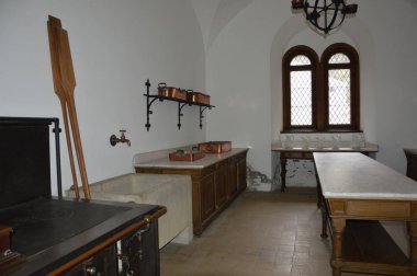 Bavyera (Almanya). Nisan 2017. Neuschwanstein Kalesi. Kraliyet mutfağı.