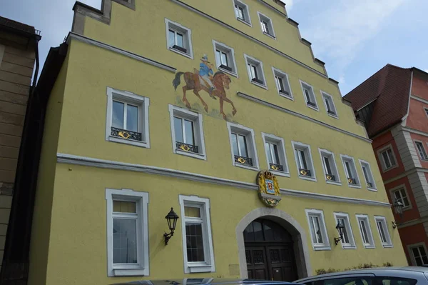 Feuchtwangen Alemania Abril 2017 Plaza Del Mercado Fachada Casa —  Fotos de Stock