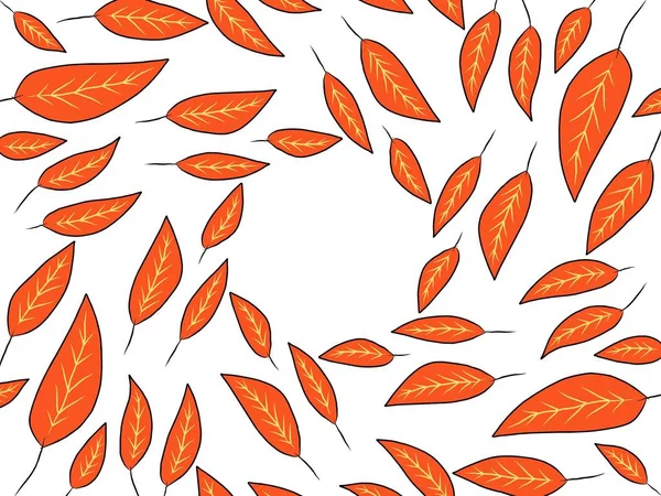 Hojas de naranja secas con una disposición giratoria como expuestas al viento. ilustración de fuerza plana —  Fotos de Stock