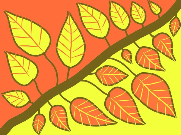 건기에 잎을 내고 노란색 과 갈색의 조합으로 가지에 둡니다. 평면형 삽화 — 스톡 사진