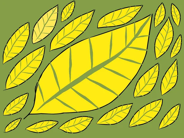 Płynny wzór płaskich żółtych liści nadaje się do tapety — Zdjęcie stockowe