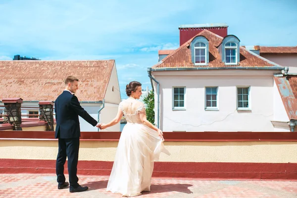 first wedding dance.wedding couple dances  on the roof.