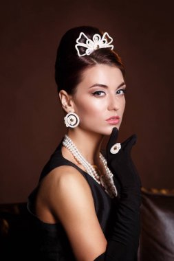 Romantik Beauty.Retro tarzı. kadın retro portre