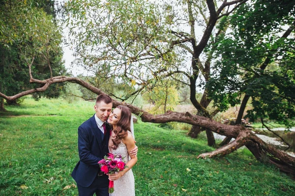 Feliz novia y novio en su boda — Foto de Stock