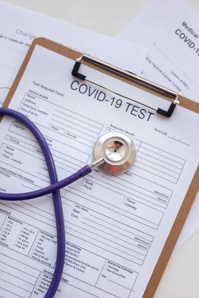Covid Concept Ziektekostenverzekering Medisch Dossier — Stockfoto