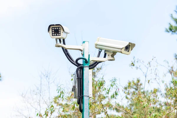 Cámara de seguridad, CCTV en poste — Foto de Stock