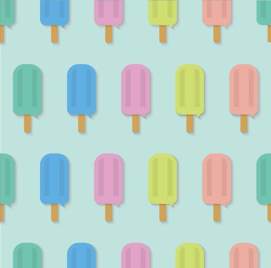 Kusursuz renksiz dondurma deseni, yaz arkaplanı, Vektör illüstrasyonu