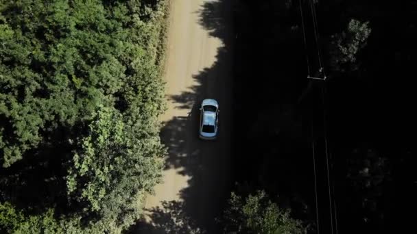 Déplacement de la voiture au sommet de la route forestière . — Video
