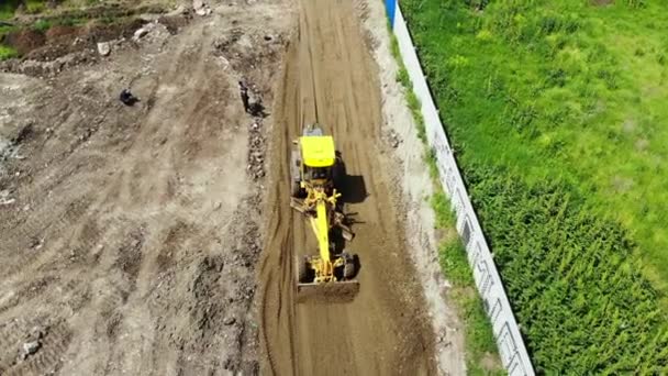 Movimiento Transporte Especial Excavadora Niveló Suelo Trabajo Excavadora Maquinaria Trabajo — Vídeo de stock