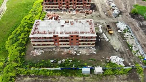 Vista Aérea Obra Vista Aérea Los Edificios Trabajo Equipo Especial — Vídeo de stock