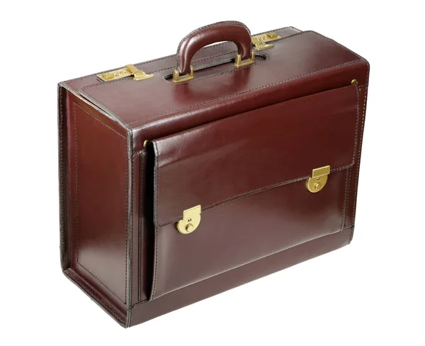 Brown leather briefcase — Stock Photo, Image