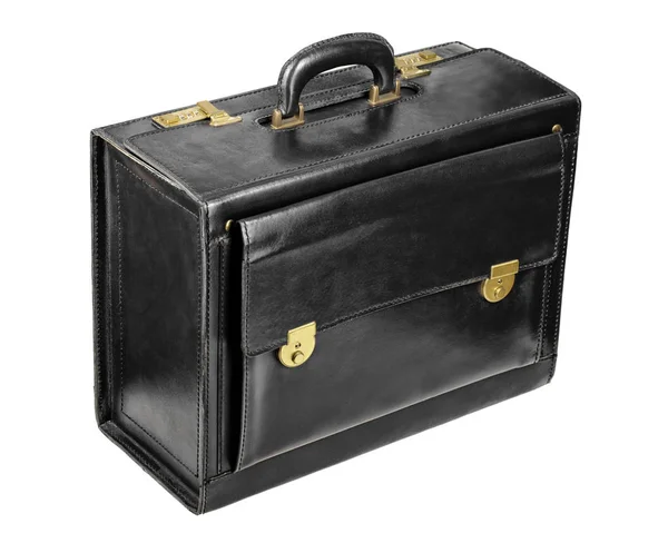 Черный кожаный портфель — стоковое фото