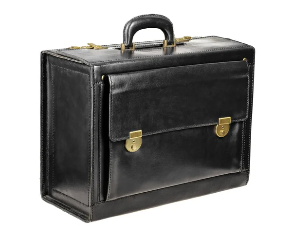 Black leather briefcase — Stock Photo, Image