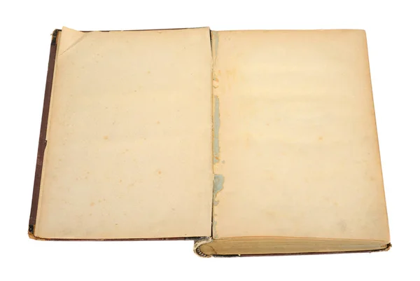 Abrir livro velho isolado em branco — Fotografia de Stock