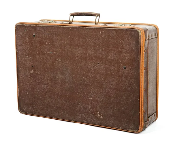 白色背景的旧行李箱 — 图库照片