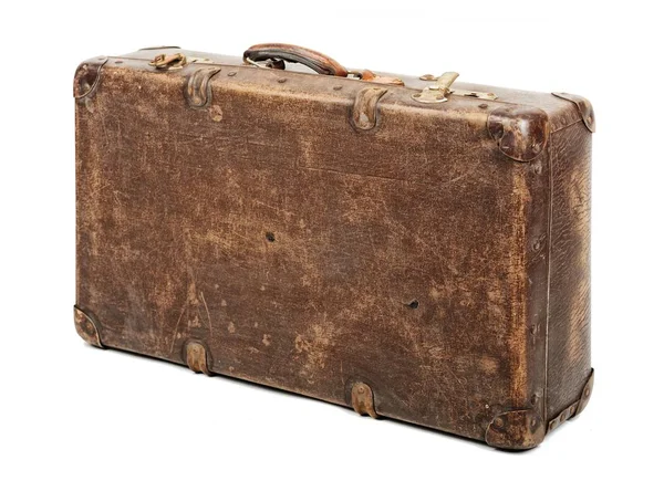 Beyaz Arkaplanda Izole Edilmiş Eski Bavul — Stok fotoğraf