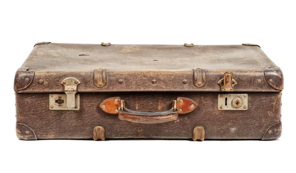 Vieille Valise Isolée Sur Fond Blanc — Photo