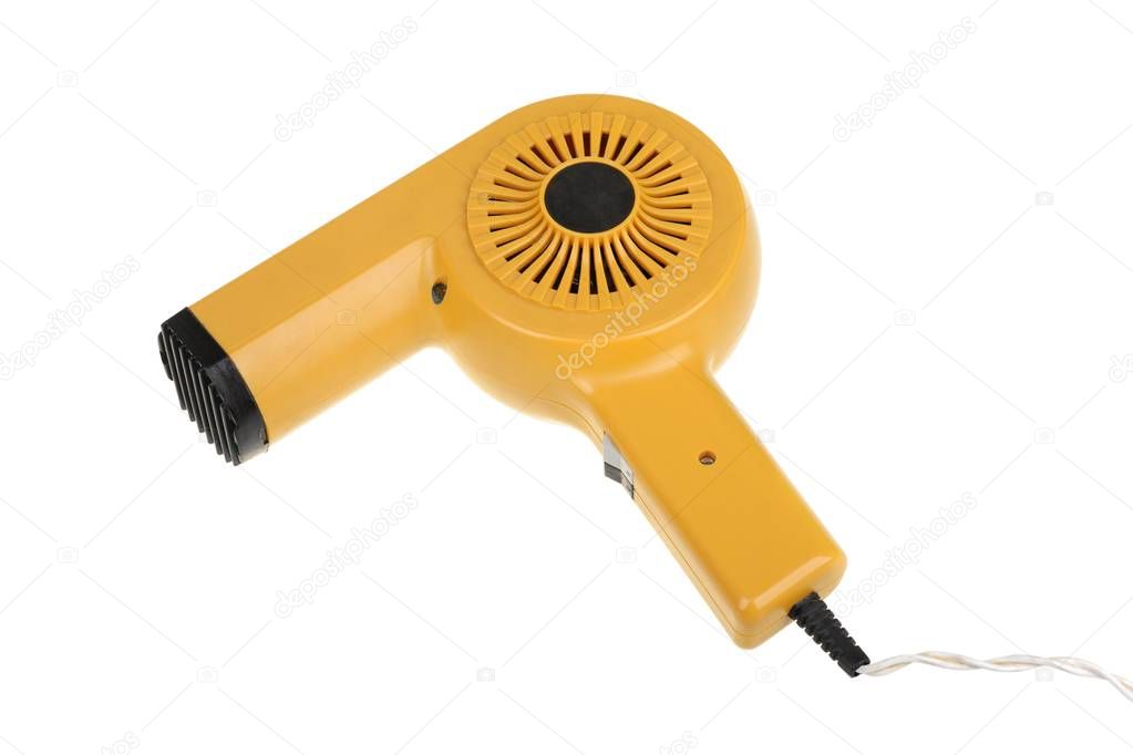 Old hairdryer isolated on white background