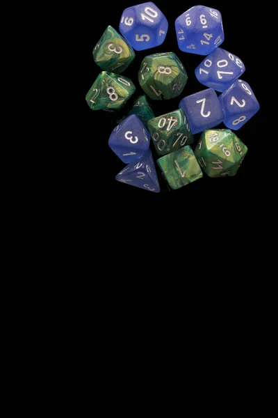 Rpg Sets Blue Green Playing Role Playing Games Black Background — Stock Photo, Image