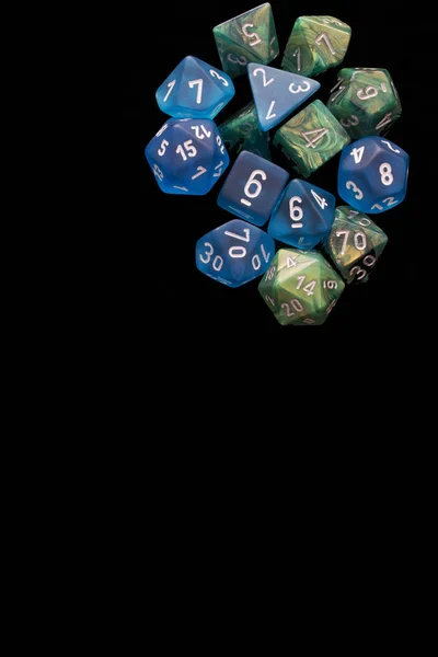 Rpg Sets Blue Green Playing Role Playing Games Black Background — Stock Photo, Image