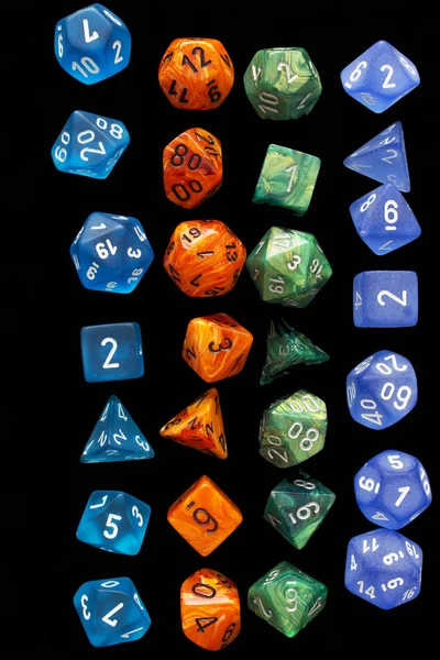 Rpg Sets Orange Blue Green Playing Role Playing Games Black — Stock Photo, Image