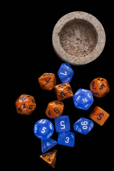 Rpg Sets Orange Blue Playing Role Playing Games Black Background — Stock Photo, Image