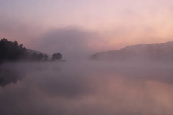 Foggy lake in Hungarian lake.