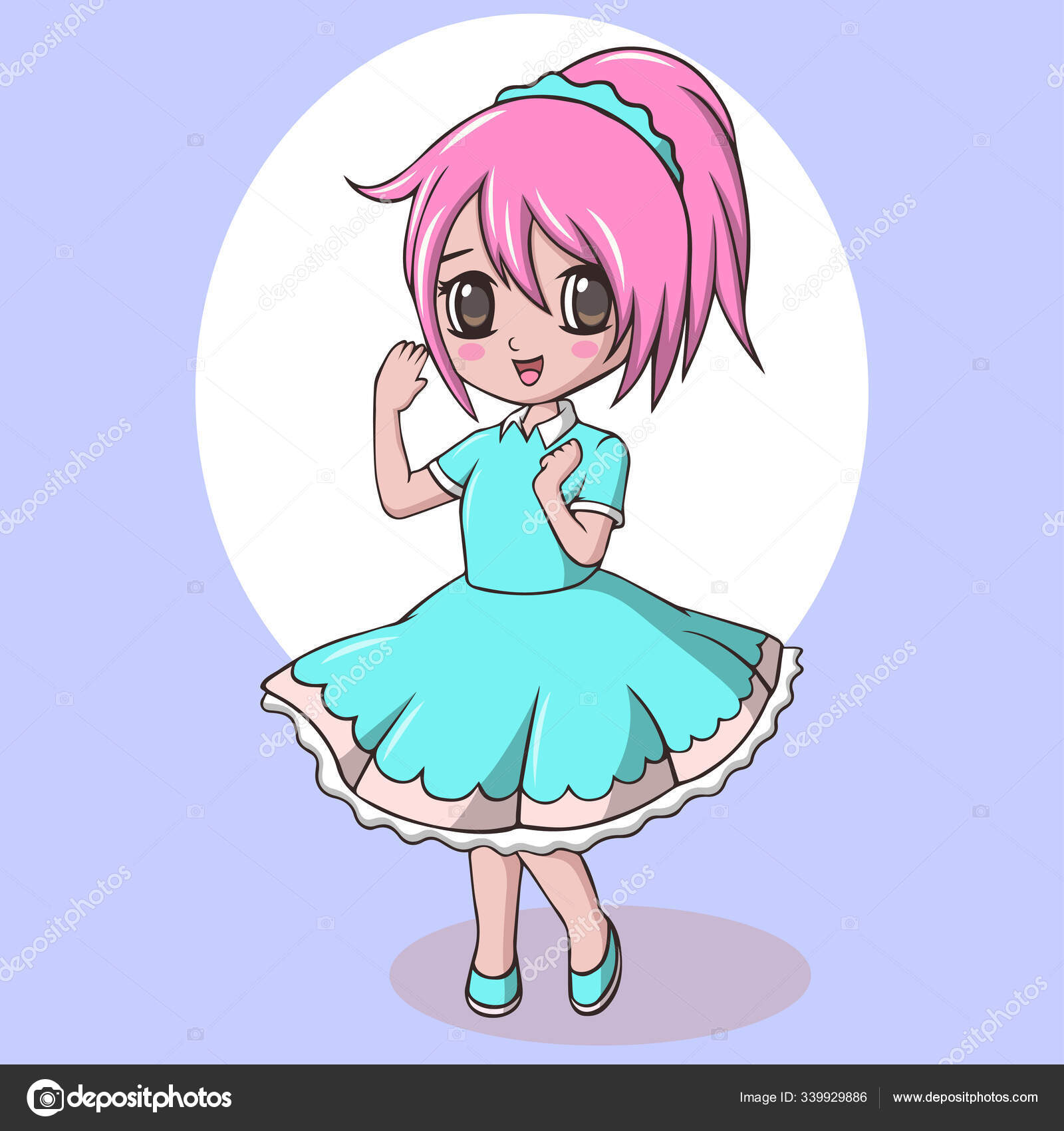 Desenho estilo anime de uma garota com asas de anjo e um vestido
