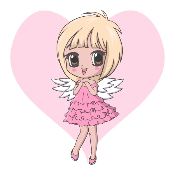 Bonito Personagem Menina Anjo — Vetor de Stock