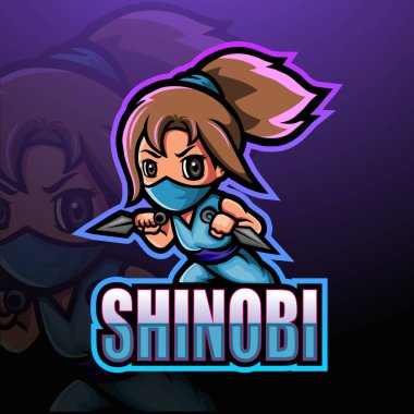 Shinobi kız esport maskot logosu tasarımı