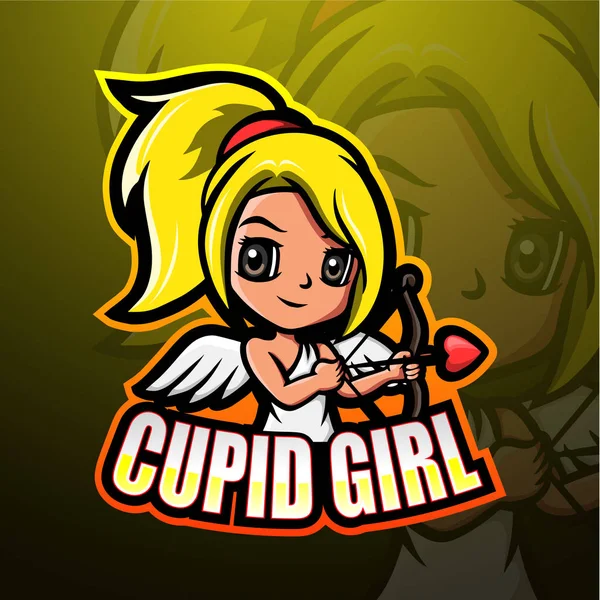 Cupido Chica Esport Mascota Logo Diseño — Archivo Imágenes Vectoriales