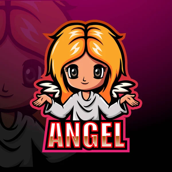 Angel Girl Esport Mascot 디자인 — 스톡 벡터